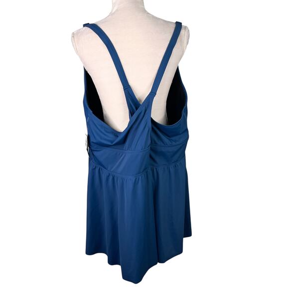 Torrid Wire Free Cross Back Tankini Top Poseidon Blue 6D/DD New - Picture 5 of 13